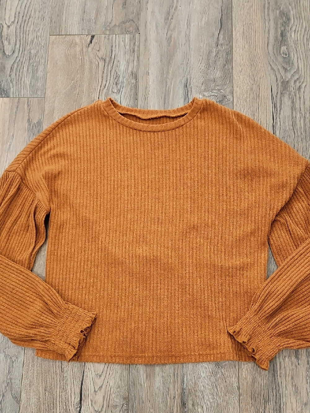Cozy Ribbed Long Sleeve Sweater - Burnt Orange